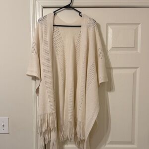 Cream Knit Fringe Cardigan
